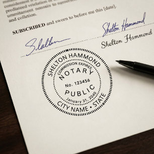 notary public law round black self-inking stamp