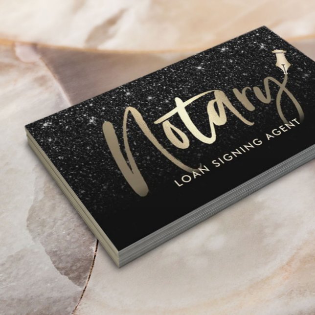 Notary Public Loan Agent Modern Black & Gold Business Card (Creator Uploaded)