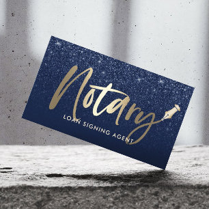 Notary Public Loan Agent Modern Navy & Gold Business Card
