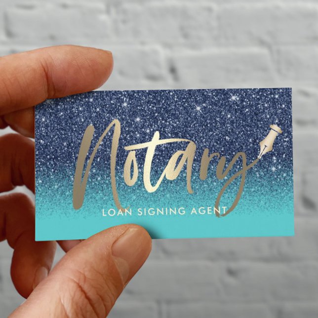 Notary Public Loan Agent Modern Navy & Teal Business Card (Creator Uploaded)