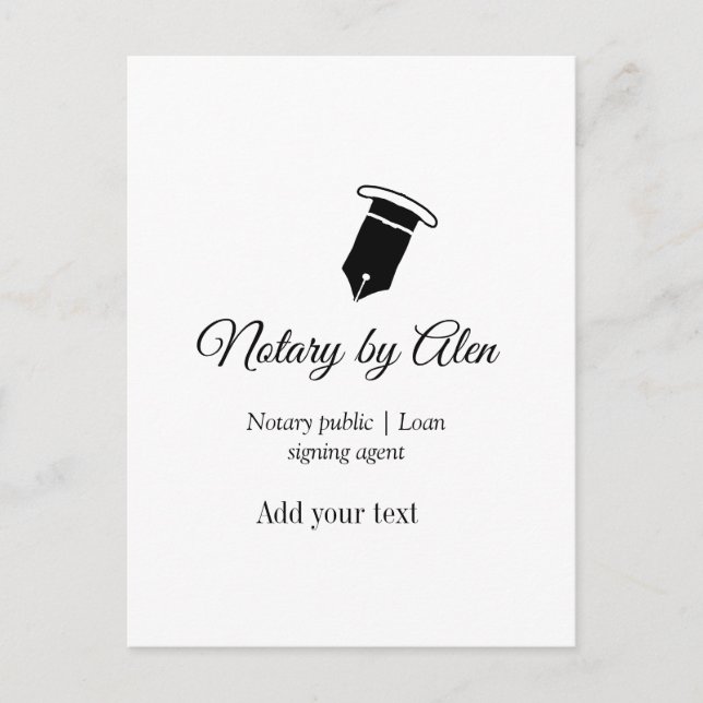 Notary public Loan signing agent add name address  Postcard (Front)