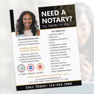 Notary Public Loan Signing Agent Black Gold Flyer