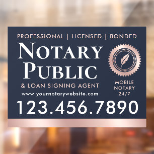 Notary Public Loan Signing Agent Blue Rose Gold