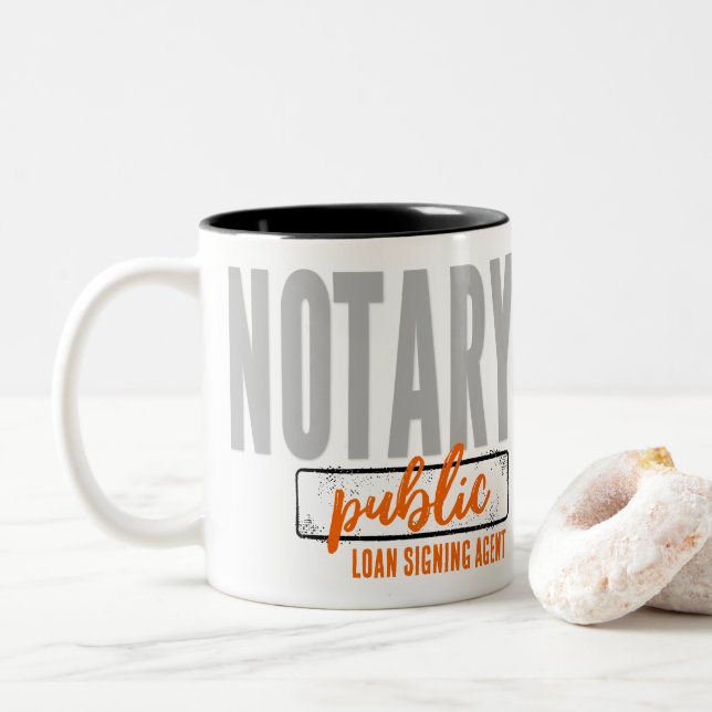 Notary Public Loan Signing Agent Customised Two-Tone Coffee Mug (With Donut)