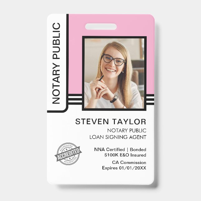 Notary Public Loan Signing Agent ID Badge (Front)