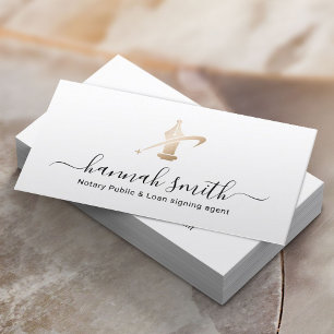 Notary Public Loan Signing Agent Modern Gold Nib Business Card
