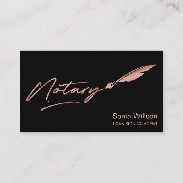 Notary Public Loan Signing Agent Modern Rose Gold  Business Card (Front)