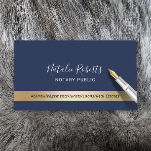 Notary Public Loan Signing Agent Navy & Gold Business Card