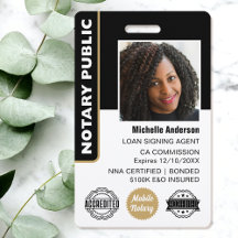 Notary Public Loan Signing Agent Photo ID Gold
