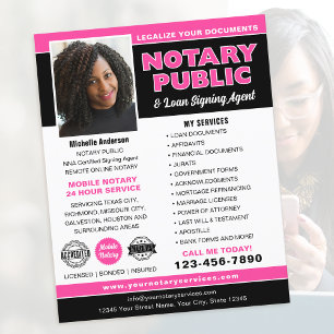 Notary Public Loan Signing Agent Pink Editable Flyer