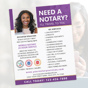 Notary Public Loan Signing Agent Purple Editable Flyer