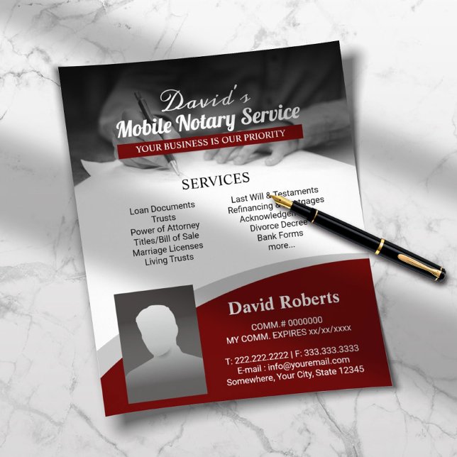 Notary Public Loan Signing Agent Red Photo Flyer (Creator Uploaded)