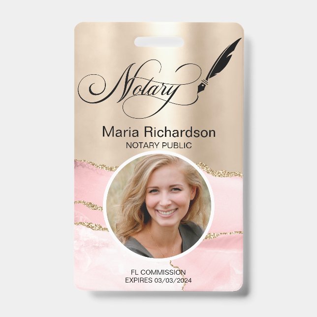 Notary public Loan Signing Photo Name Badge ID Badge (Front)