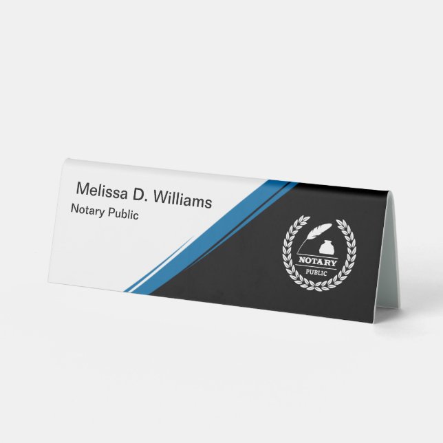 Notary Public Logo Tent Style Desk Name Plaque (Front)