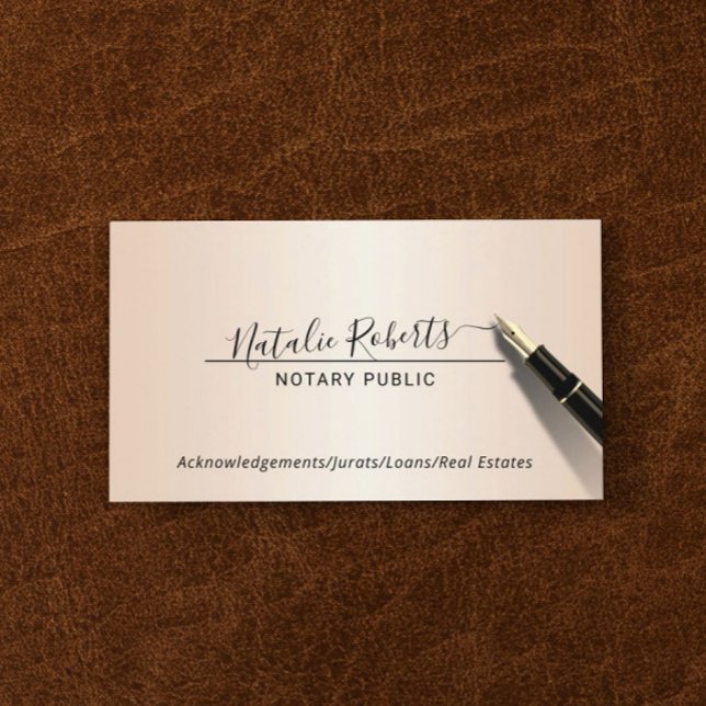 Notary Public Minimalist Script Signature Ivory Business Card (Creator Uploaded)