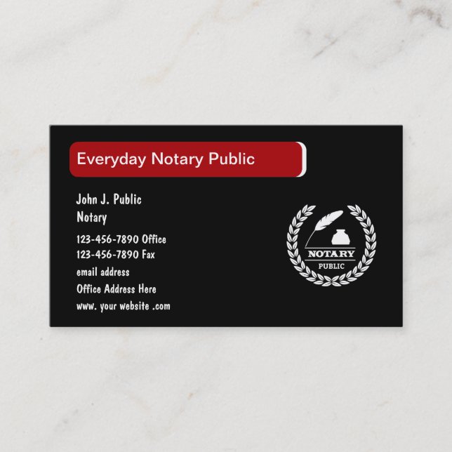 Notary Public Modern Business Cards (Front)