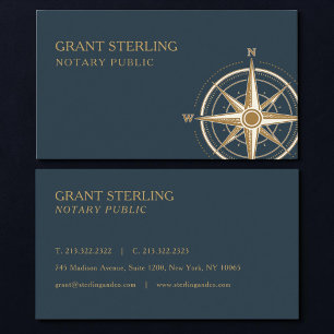 Notary Public Nautical Compass  Business Card