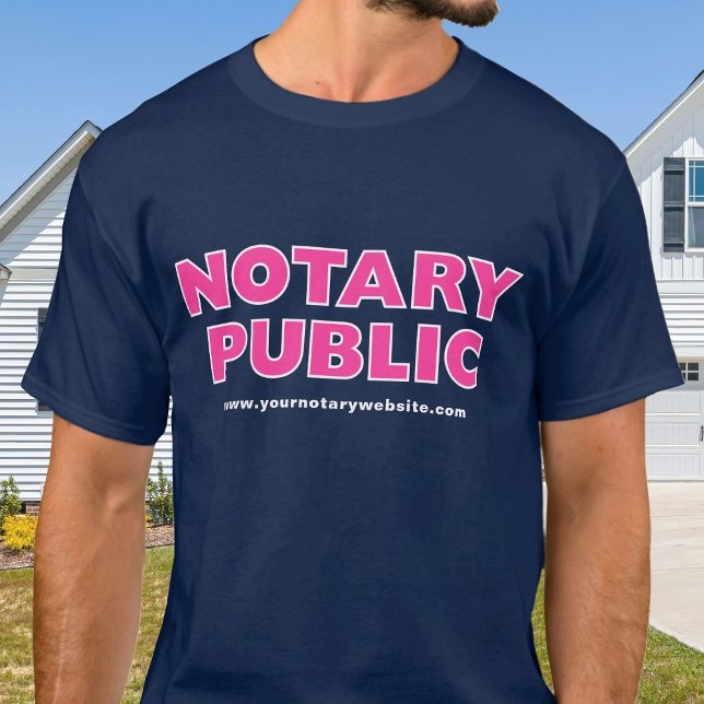 Notary Public Navy Pink Editable Website T-Shirt (Creator Uploaded)