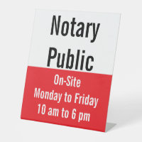 Notary Public On-Site Hours Red & White Template