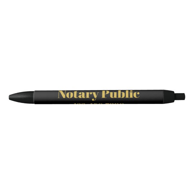 Notary Public Phone Number Black and Gold Black Ink Pen (Front)
