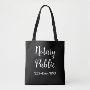 Notary Public Phone Number Black Tote Bag