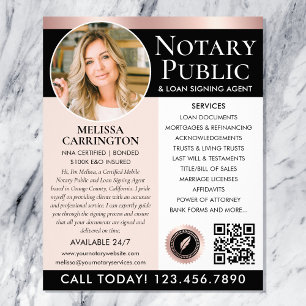 Notary Public Photo Elegant Black Pink Rose Gold Flyer