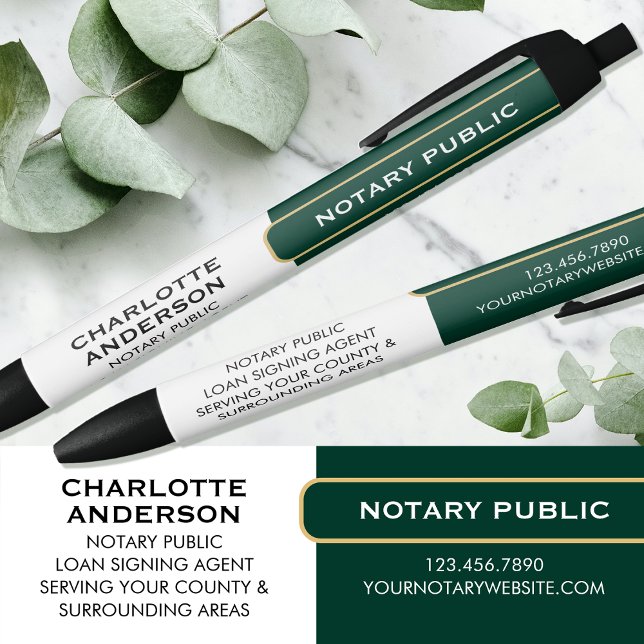 Notary Public Promotional Gift Green Gold Business Black Ink Pen (Creator Uploaded)