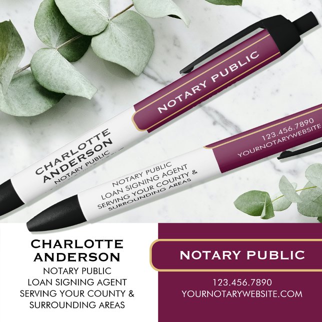 Notary Public Promotional Gift Plum Gold Business Black Ink Pen (Creator Uploaded)