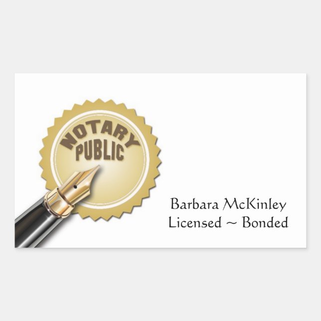 Notary Public Rectangular Sticker (Front)