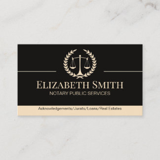 Notary Public Services Black Business Card