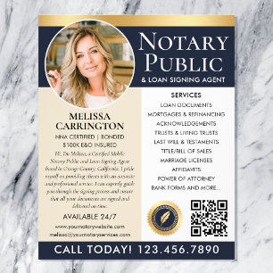 Notary Public Services Photo Dark Blue Gold Flyer