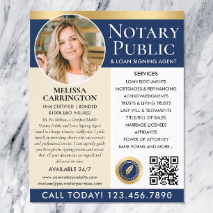 Notary Public Services Photo Elegant Navy Gold Flyer