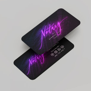 Notary Public Signing Agent Neon Purple Modern Business Card