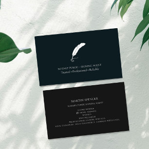 Notary Public Signing Agent Quill Elegant Professi Business Card