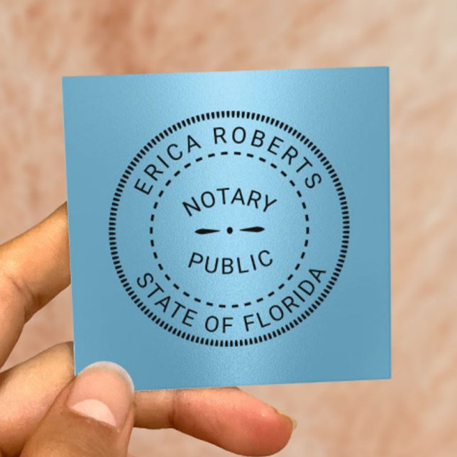 Notary Public Stamp Modern Blue  Square Business Card (Creator Uploaded)
