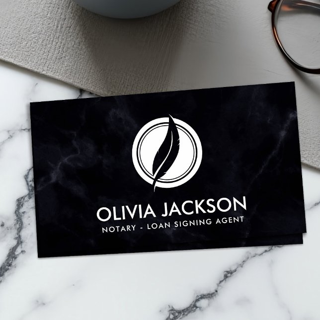 Notary quill pen and stamp business card (Creator Uploaded)
