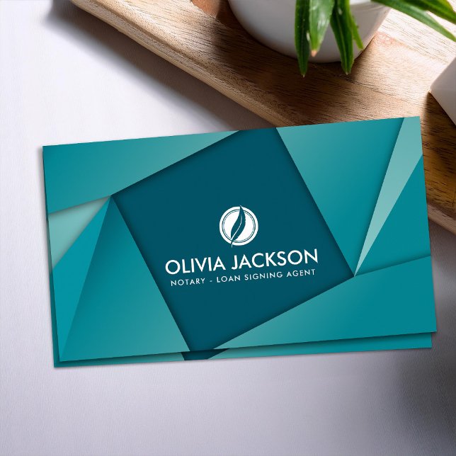 Notary quill pen Geometric Business Card (Creator Uploaded)