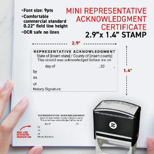 Notary Representative Acknowledgement Certificate Self-inking Stamp