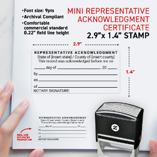 Notary Representative Acknowledgement Certificate Self-inking Stamp