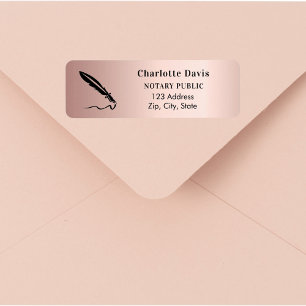 Notary rose gold pen return address return address label