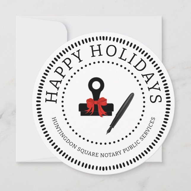Notary Seal Happy Holidays 2026 Calendar  Card (Front)