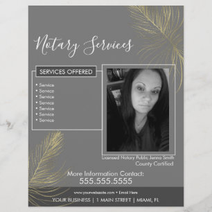 Notary Services Grey Gold Photo Business Flyer