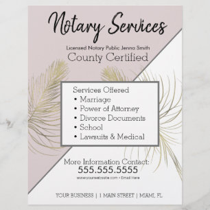 Notary Services Pink Gold Business Flyer