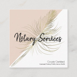 Notary Services Pink Gold Business Square Business Card