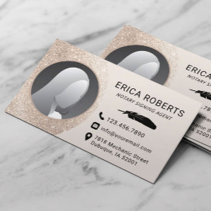 Notary Signing Agent Elegant Ivory Gold Photo Business Card