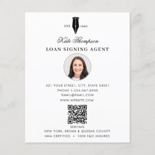 Notary Signing Agent  Modern White QR Code Photo Flyer