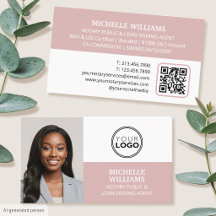 Notary Signing Agent Photo Logo QR Code Dusty Pink