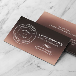 Notary Stamp Loan Signing Agent Brown Ombre Business Card