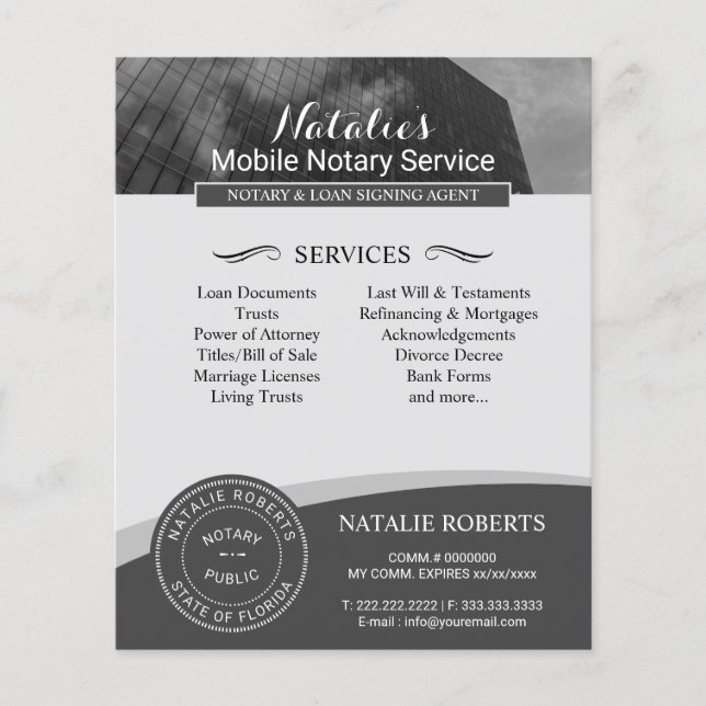 Notary Stamp Loan Signing Agent Formal Business Flyer (Front)