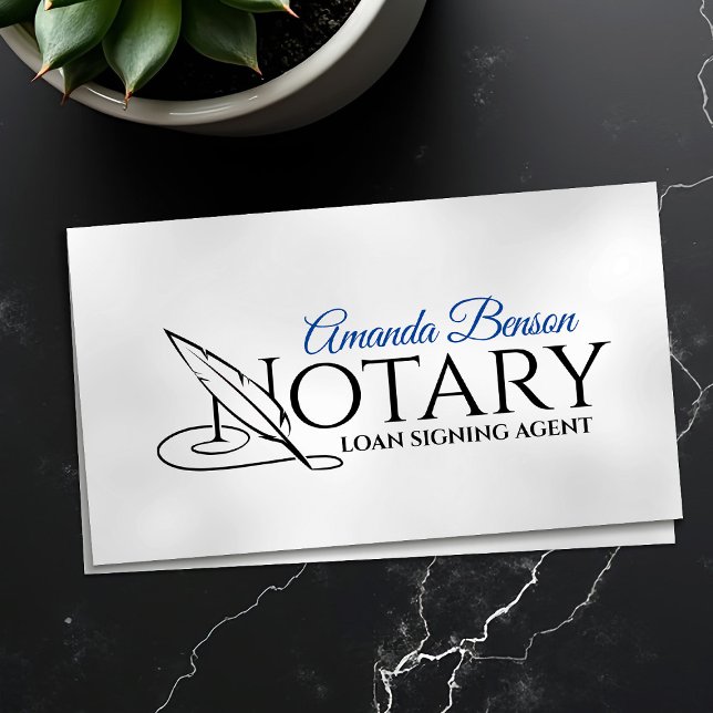 Notary Typography quill pen Business Card (Creator Uploaded)